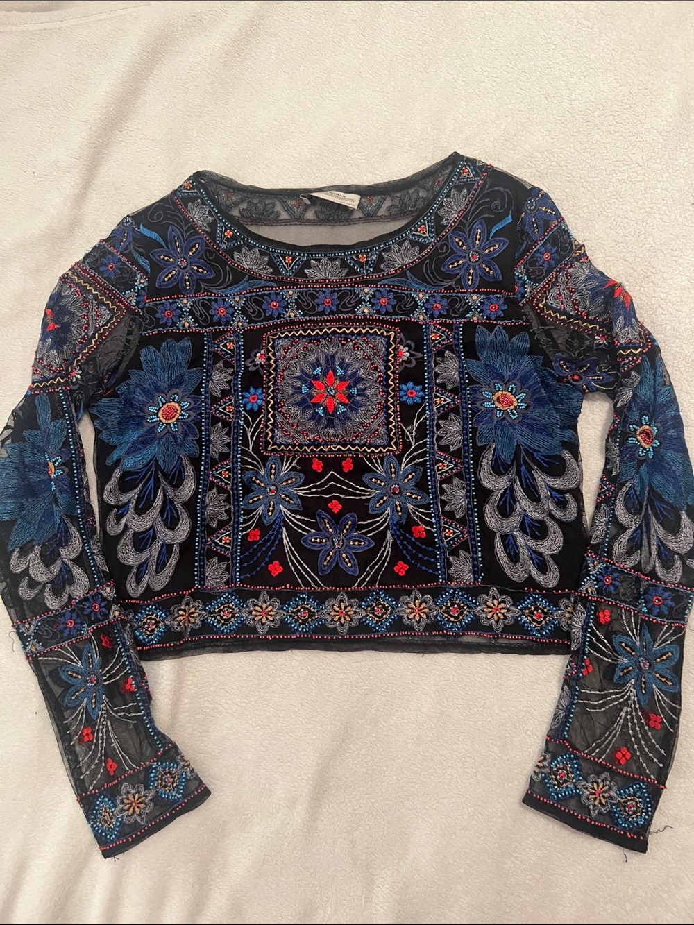 Zara boho embroidered blouse